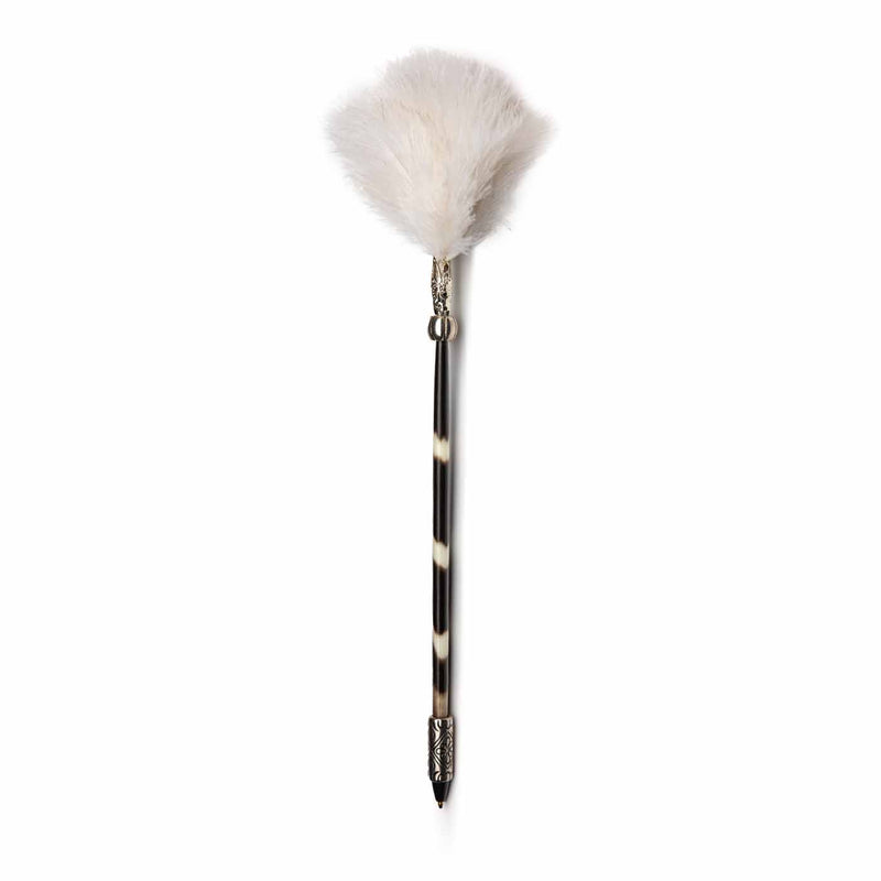 Porcupine Quill Pen W/ White Feathers