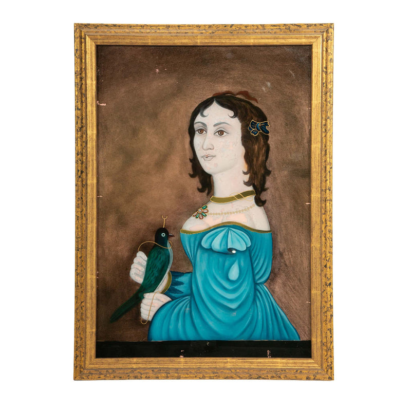 Anglo-Indian School: Églomisé Portrait, 19th Century