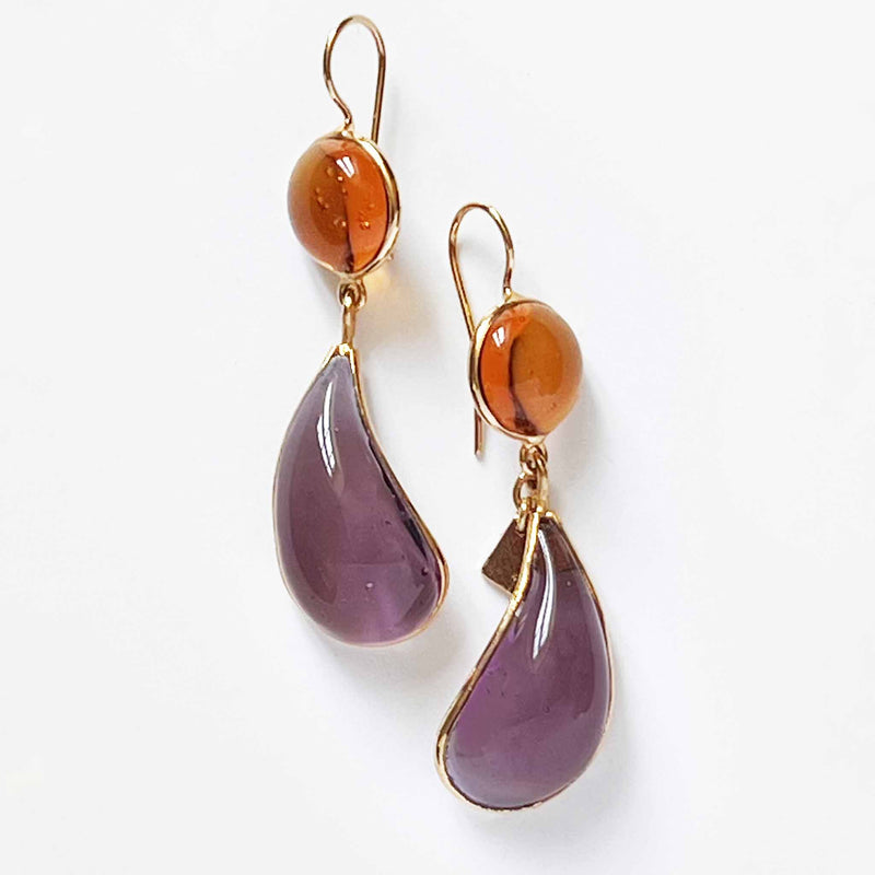 Loulou De La Falaise Bi-Color Teardrop, Amber/Lilac
