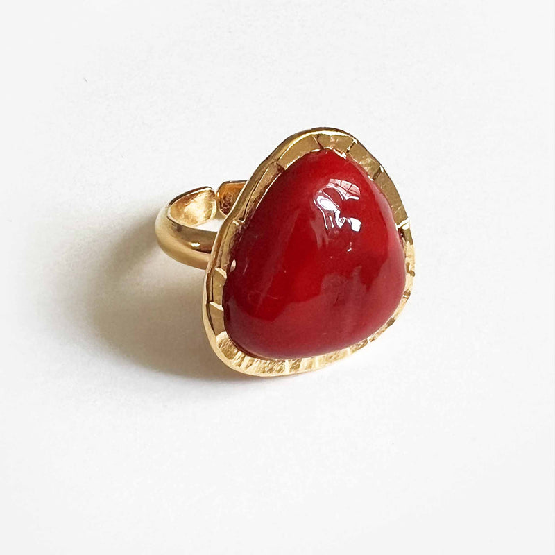 Loulou de la Falaise Hammer Baroque Pave Ring, Geranium