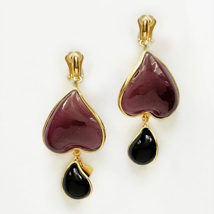 Loulou De La Falaise Clover Large Clip Earrings, Purple