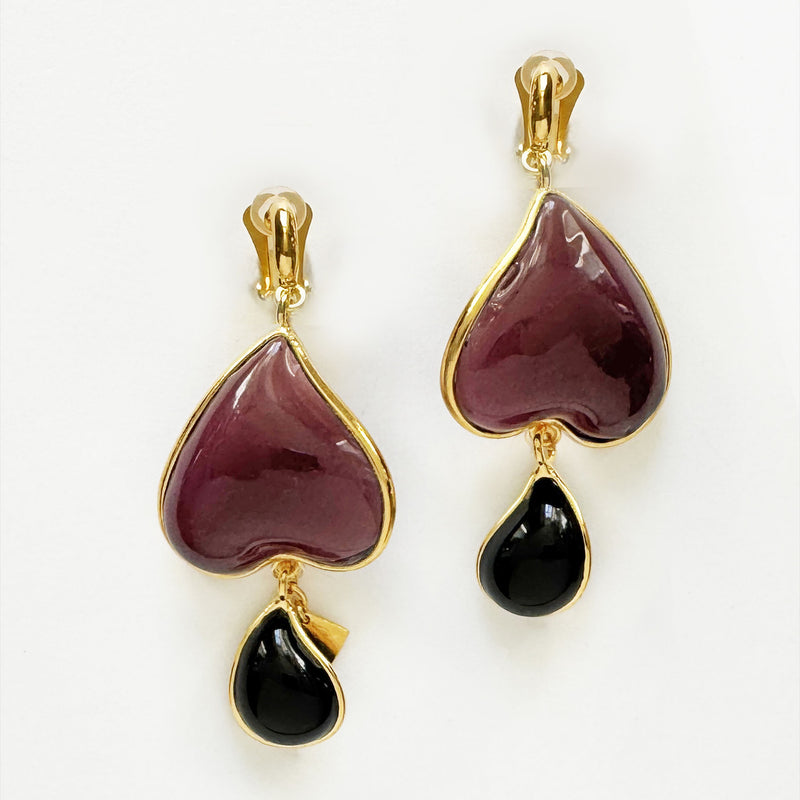 Loulou De La Falaise Clover Large Clip Earrings, Purple