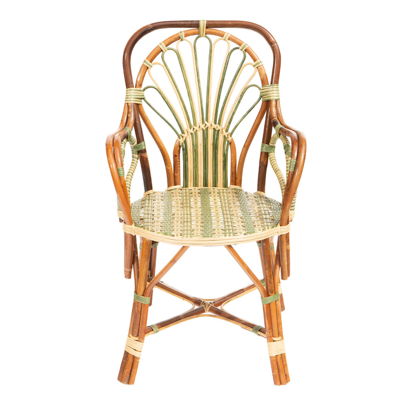 Green Peacock Rattan Arm Chair by Creel and Gow