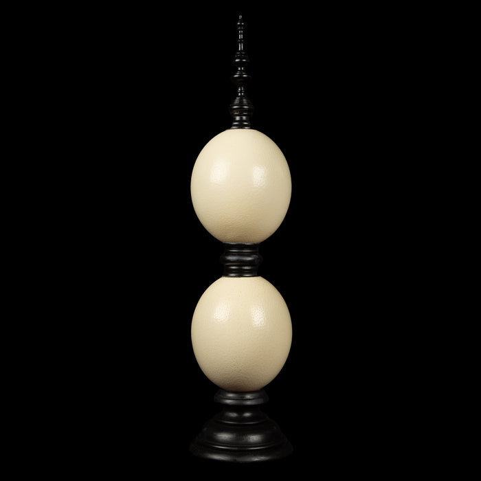 Double Mounted Ostrich Eggs, 24" H
