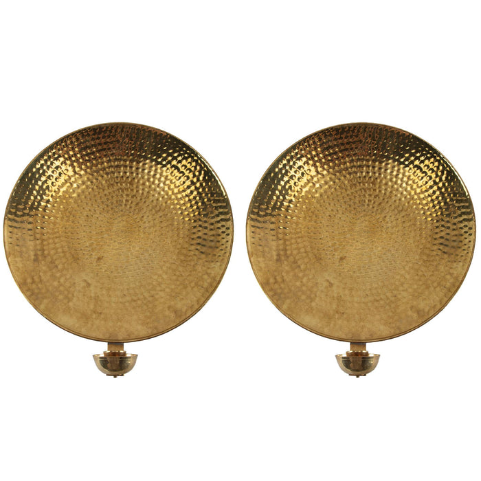 Pair of Hammered Brass Candle Sconces