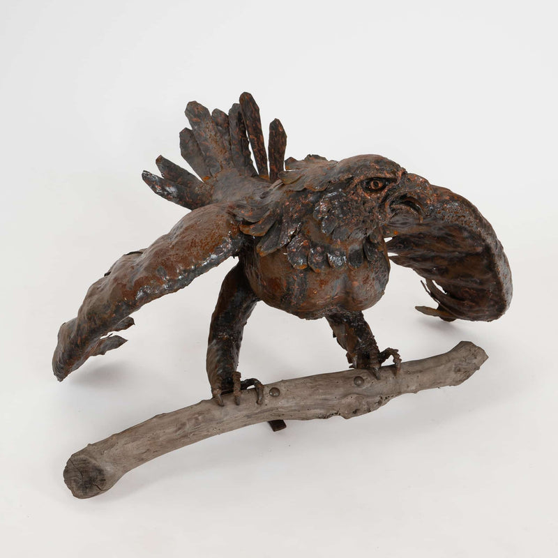“Iron Sentinel” — 20th Century Eagle Sculpture, Signed Rubin