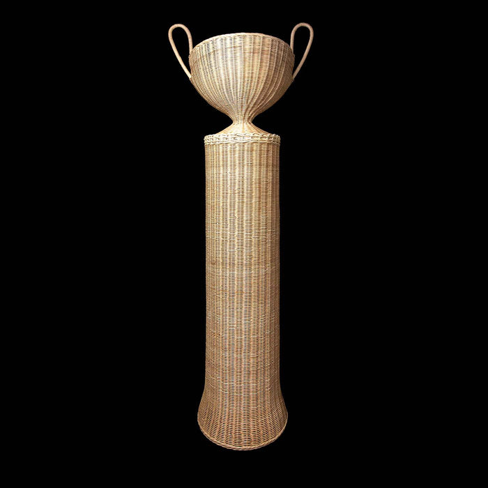 Marco Wicker Pedestal with Urn by Creel and Gow  75.5"H