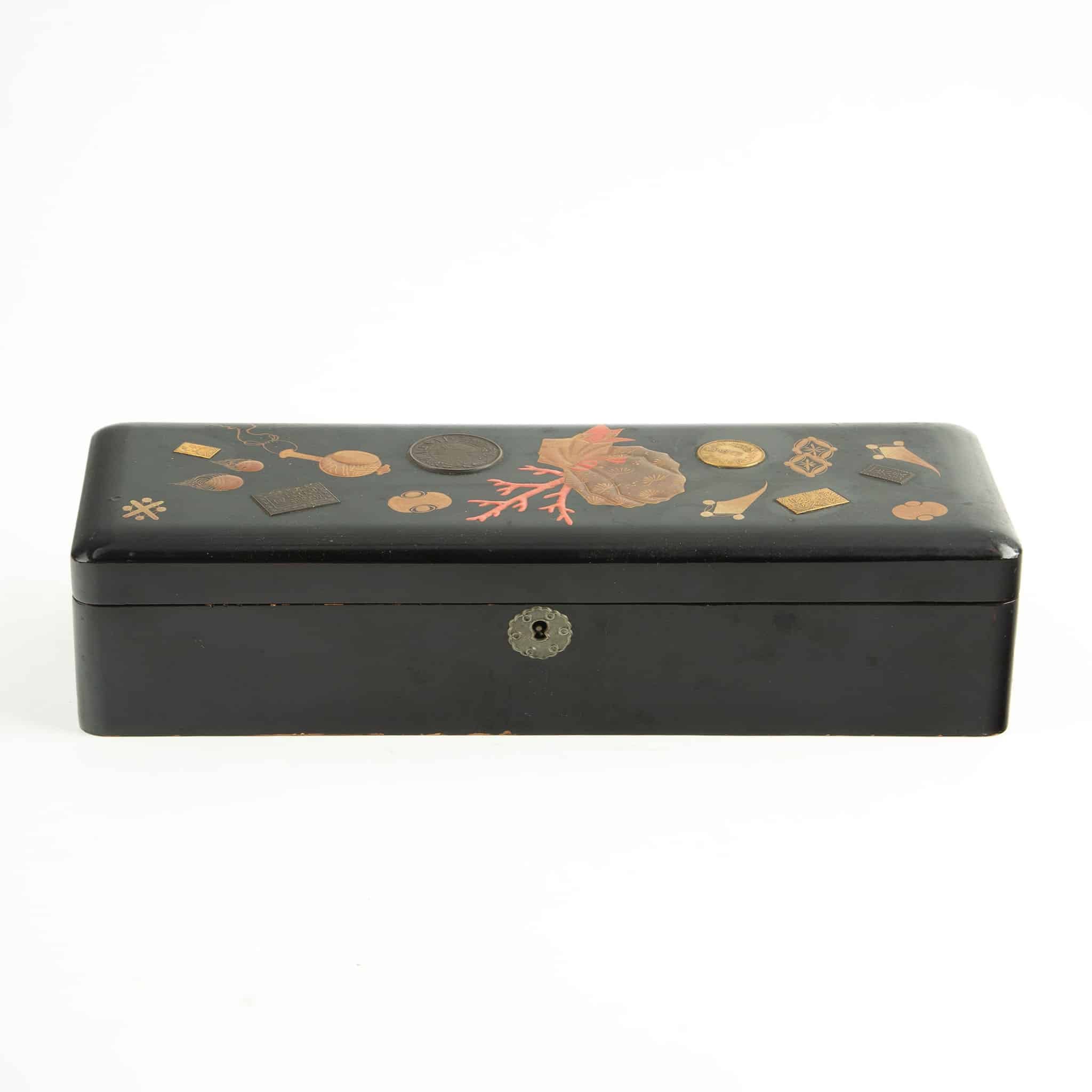 Late 19th Century Japanese Lacquer Box with Coral Design | Creel