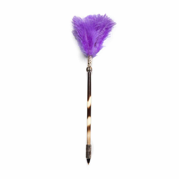 Porcupine Quill Pen W/ Purple Feathers
