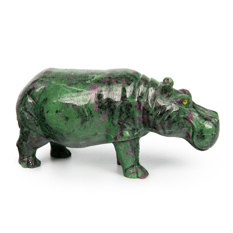 Intricately Carved Ruby in Zoisite Hippo 8"