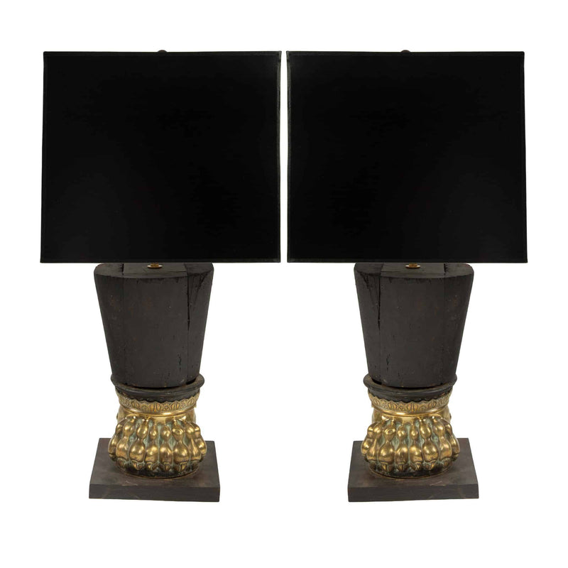 Sculptural Rarity: Pair of 19th Century Italian Lion Paw Table Lamps