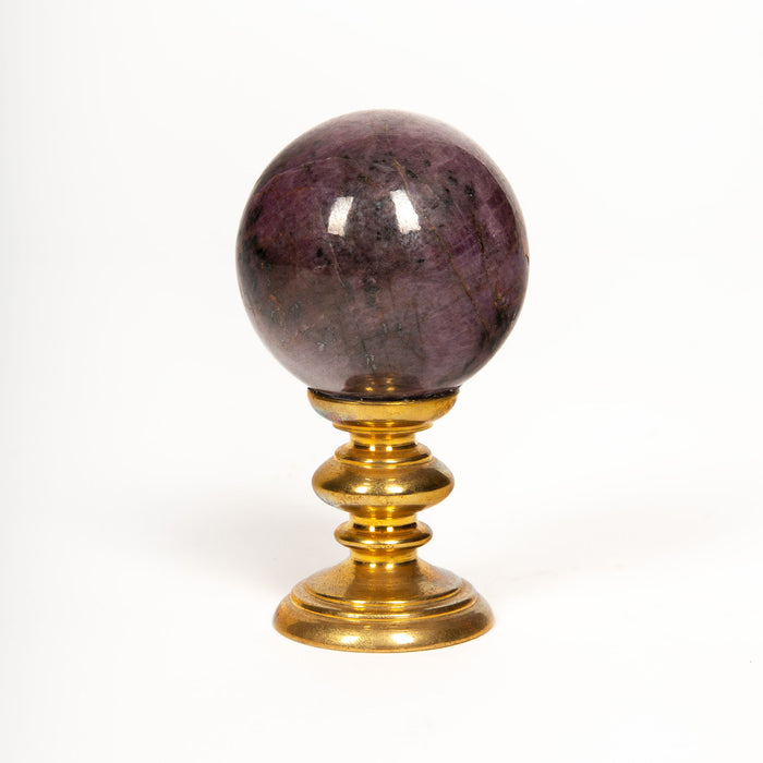 Star Ruby Sphere Mounted on Brass Stand