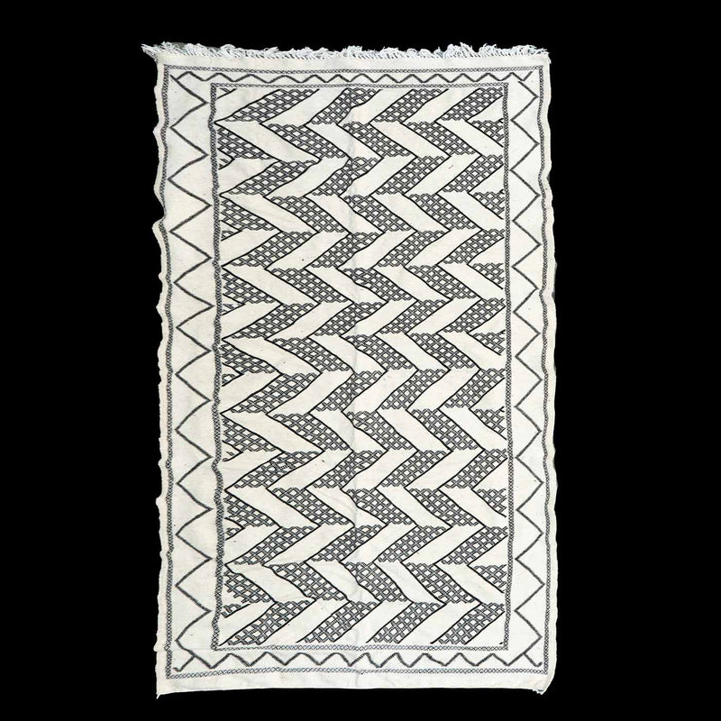 Black and White Moroccan Rug, 9' 2" x 5' 3"
