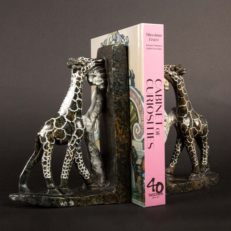 Soapstone Giraffes Grazing Bookend