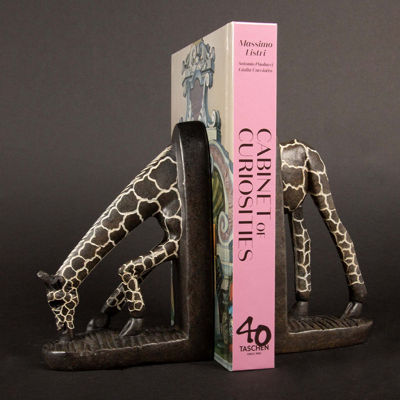 Soapstone Giraffe Grazing Bookend