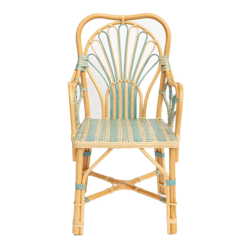 Blue Peacock Rattan Arm Chair by Creel and Gow
