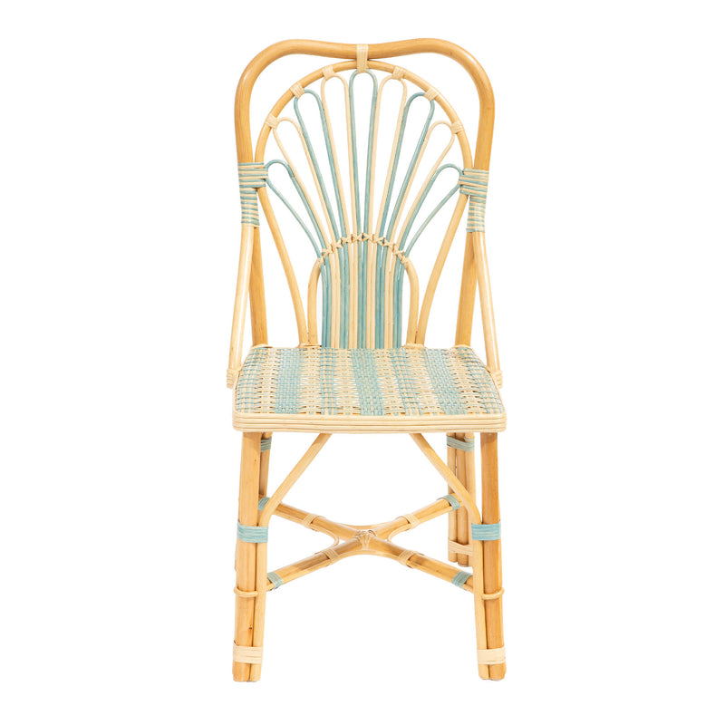 Blue Peacock Rattan Side Chair by Creel and Gow