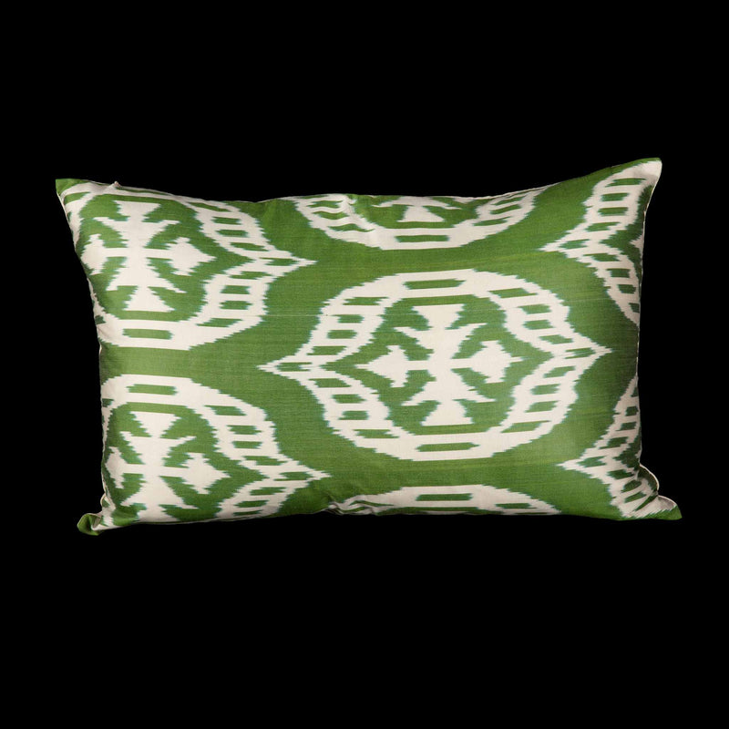 Ikat Pillowcover, Green and White