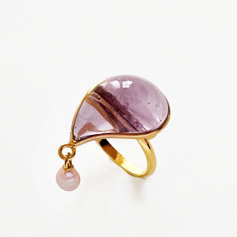 Pearl Teardrop Ring, Wisteria
