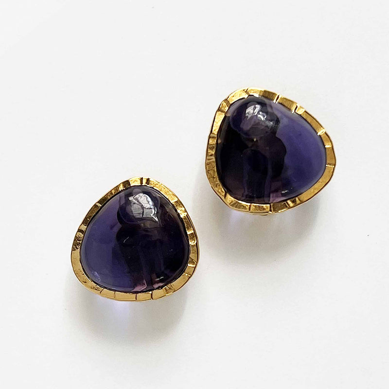 Loulou De La Falaise Hammered Baroque Pave Earrings, Midnight
