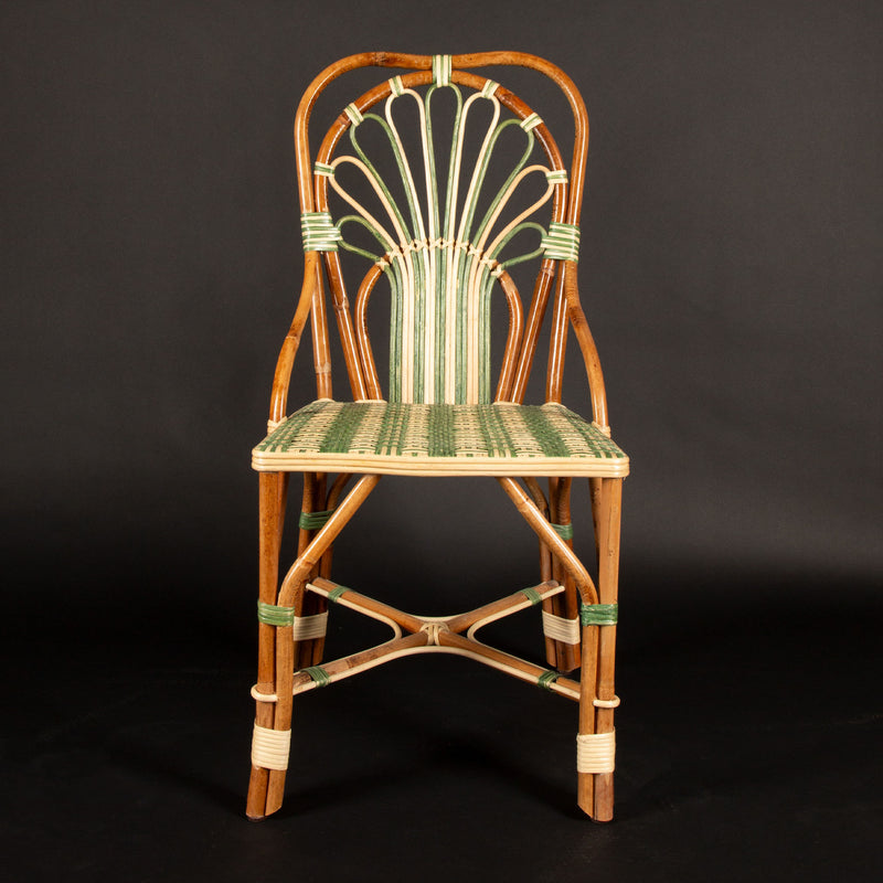 Green Peacock Rattan Side Chair by Creel and Gow