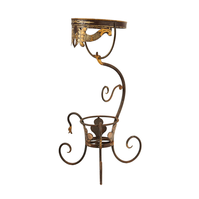 Double-Tier Tole-Painted Iron Jardinière Stand