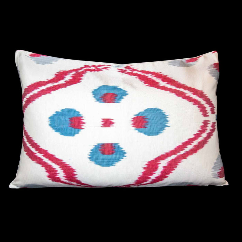 Ikat Pillowcover, Abstract Red, White, and Blue