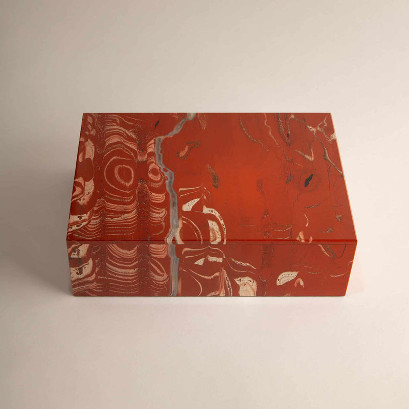 Exquisite Large Red Jasper Decorative Box, Made in India