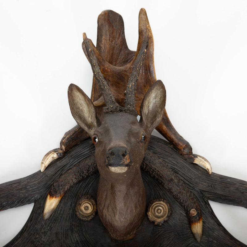Echoes of the Hunt: 19th Century Black Forest Antler Wall Hanging Coat Rack