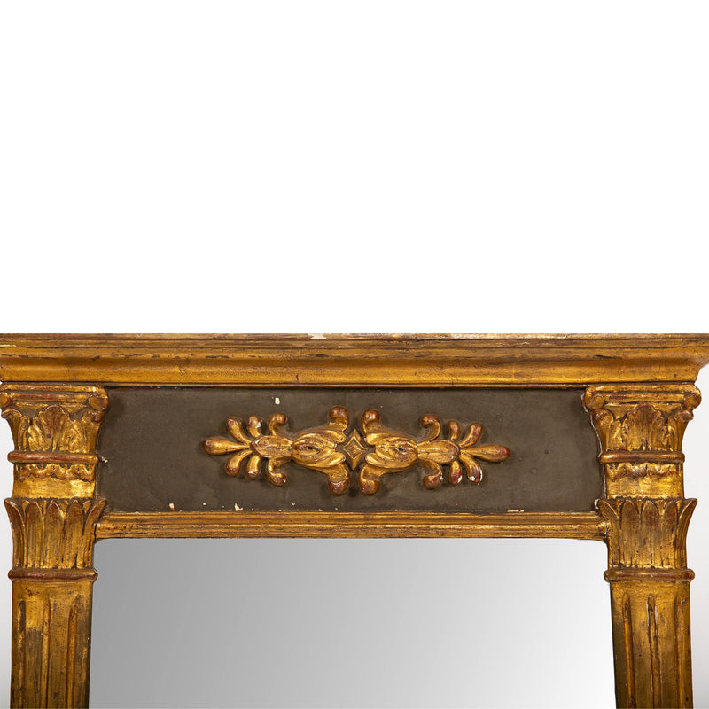 Gilded Reflections: French Empire Giltwood Mirror with Classical Relief