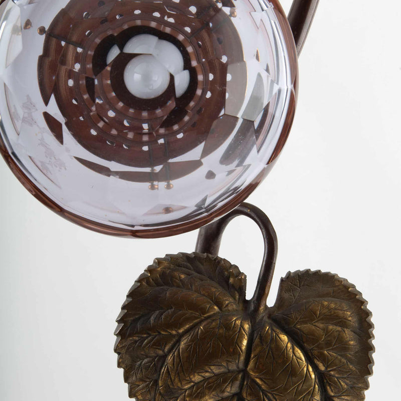 French Art Deco Bronze and Glass Sunflower Table Lamp, 1930s–1940s