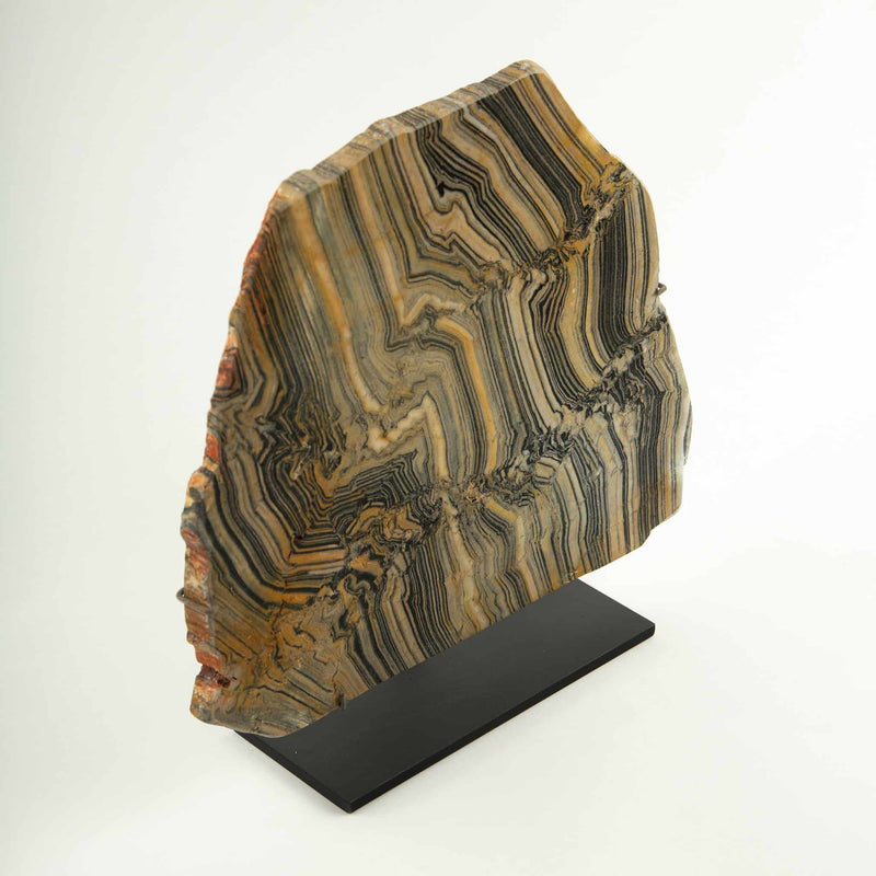 Earth’s Brushstrokes: Mounted Zebra Quartz Slice