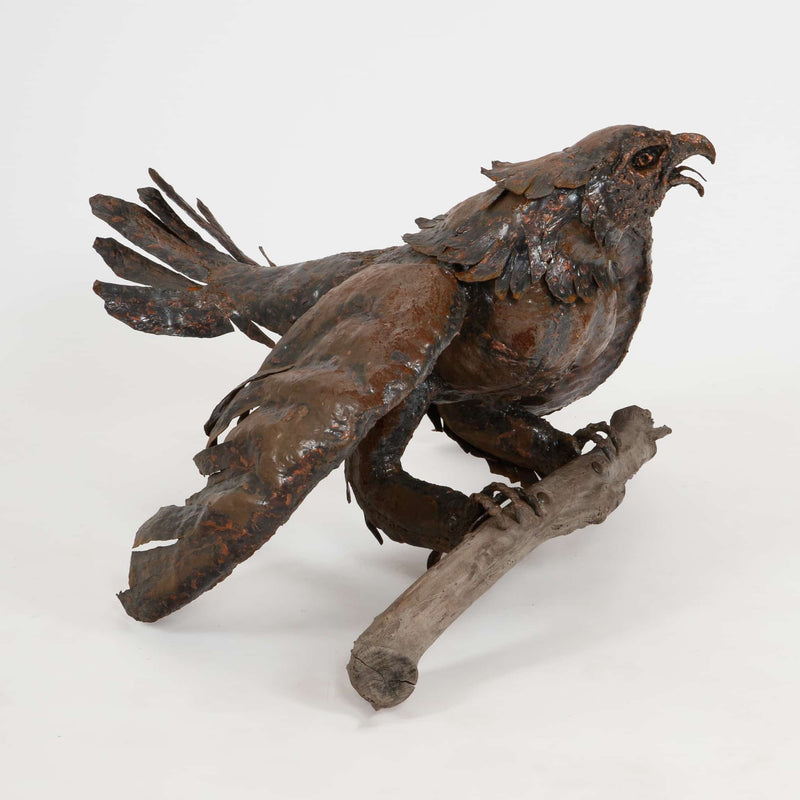 “Iron Sentinel” — 20th Century Eagle Sculpture, Signed Rubin