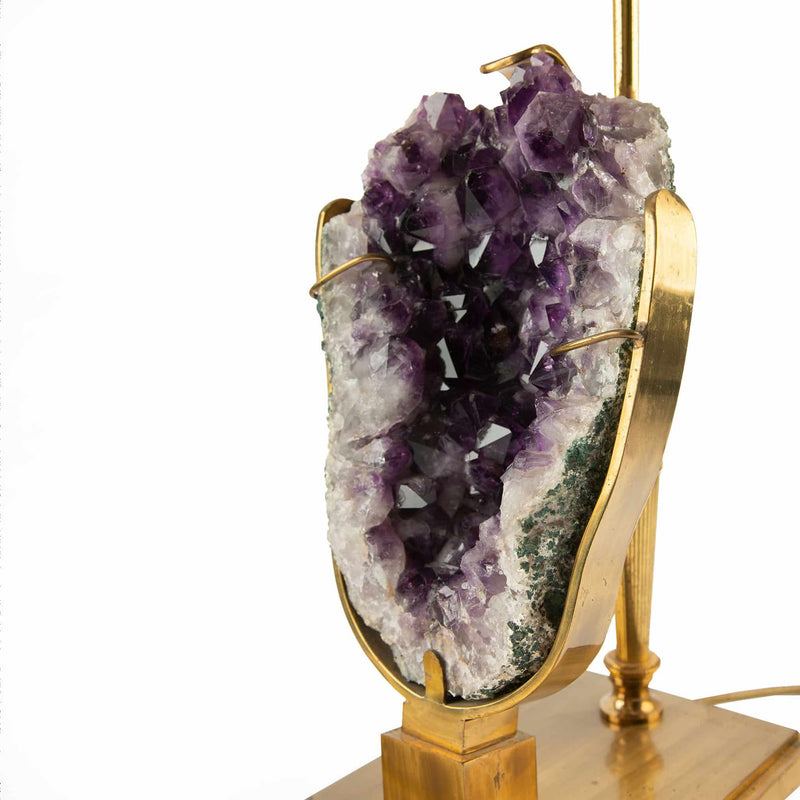 Mid-Century Modern Amethyst and Brass Table Lamp, Attributed to Willy Daro