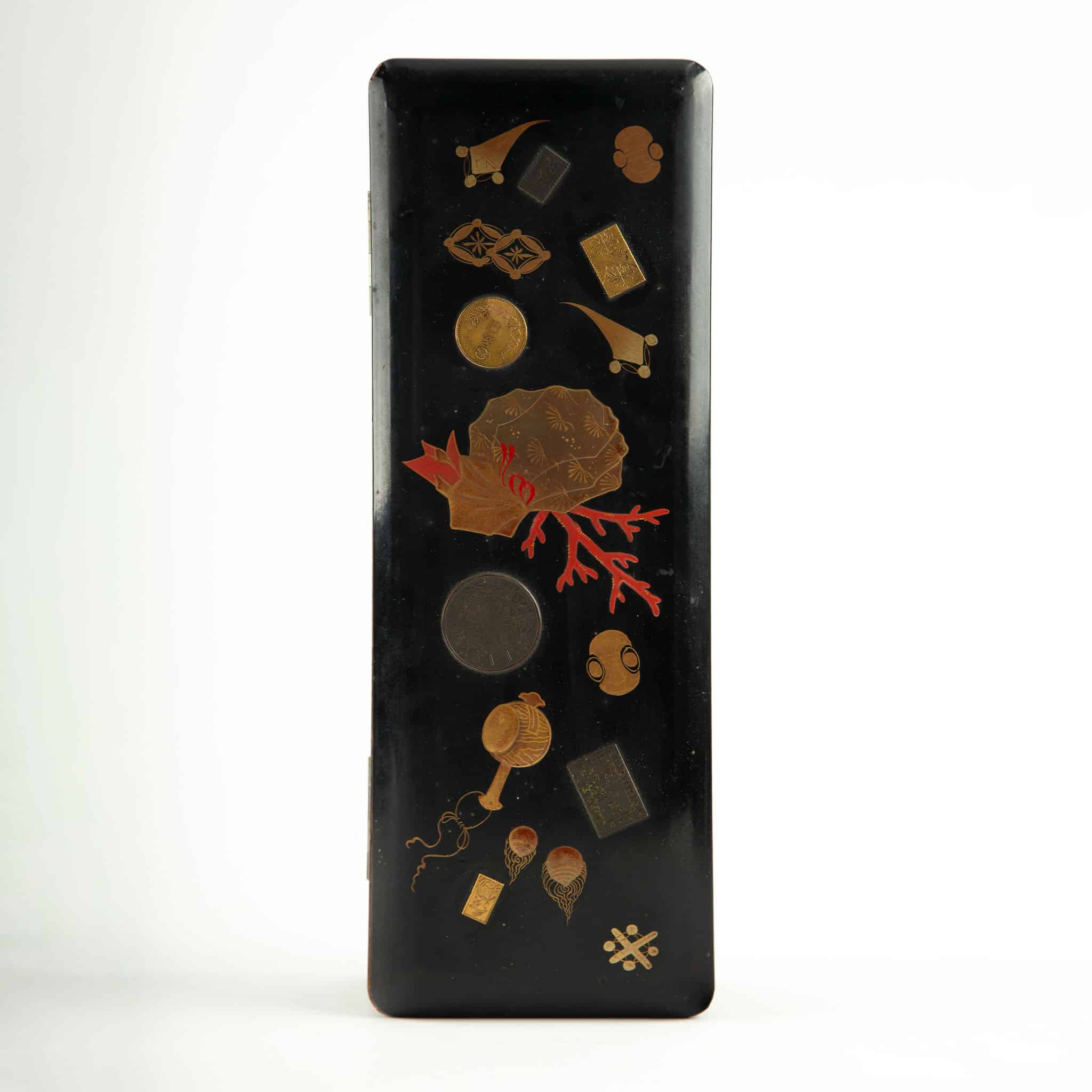 Late 19th Century Japanese Lacquer Box with Coral Design | Creel