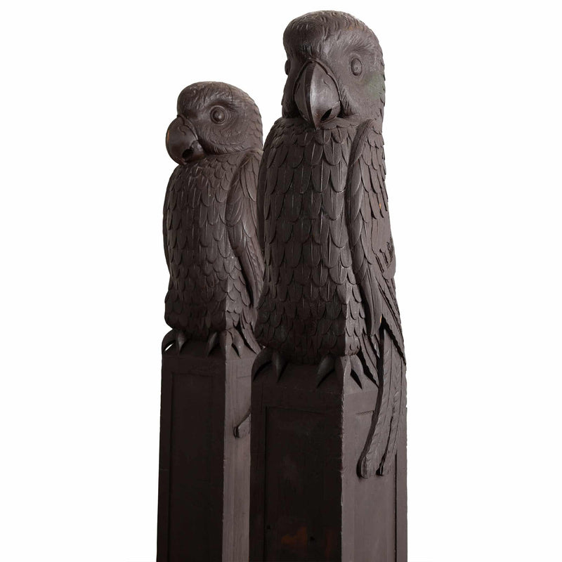 Carved Wooden Parrot Columns