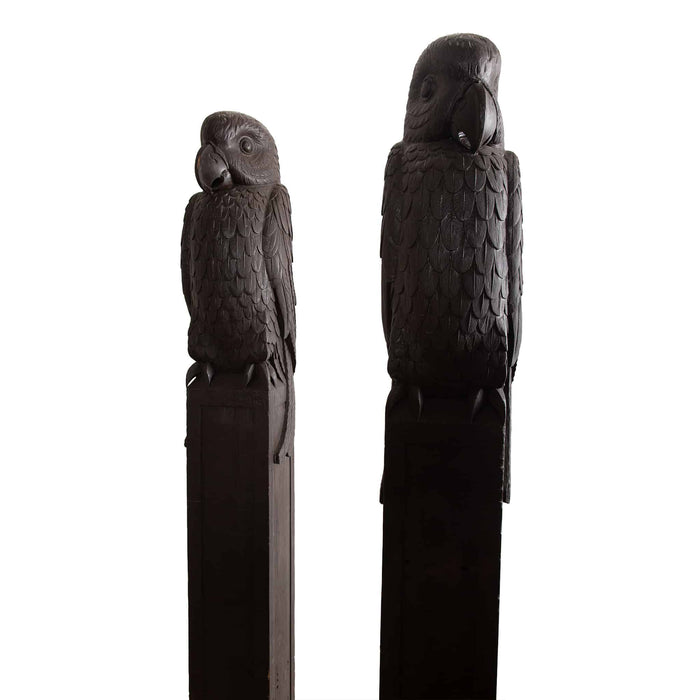 Carved Wooden Parrot Columns