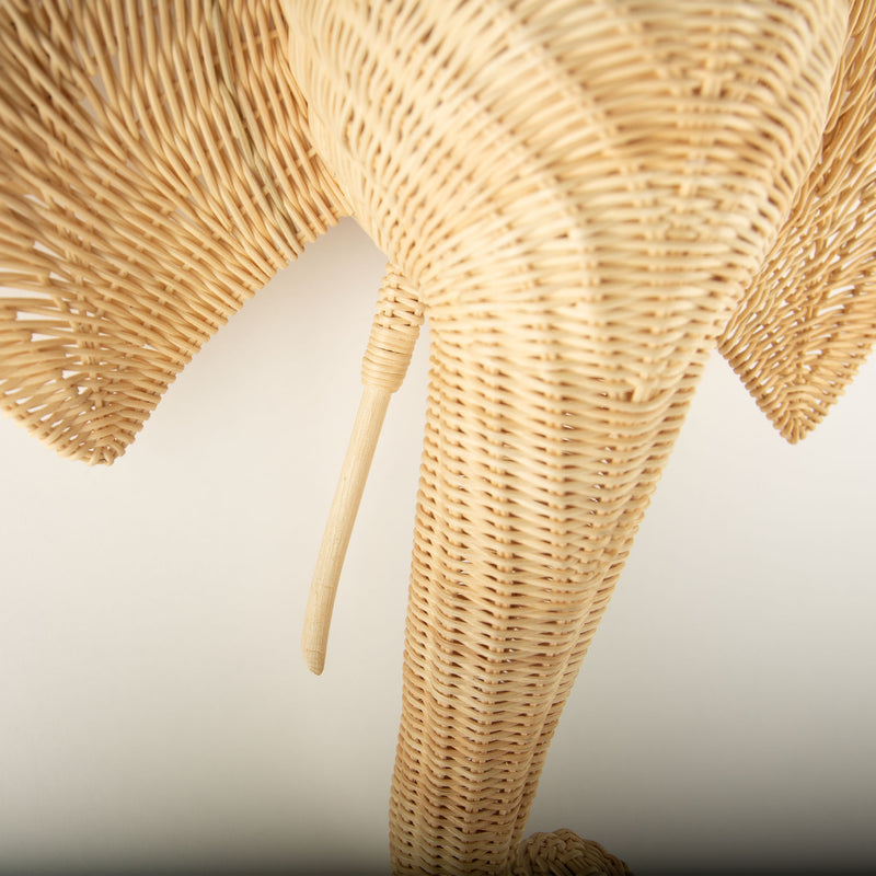 Sculptural Handwoven Rattan Elephant Head Wall Sculpture