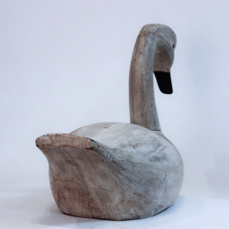 The Gentle Swan: Large Hand-Carved Folk Art Swan