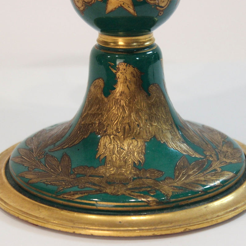 French Sèvres-Style Empire Porcelain Table Lamp with Faux Wax Candle Shaft, 22"H