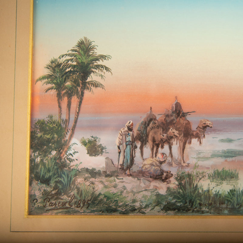 Bedouins and Camels at a Desert Oasis by Paul Pascal, 1895