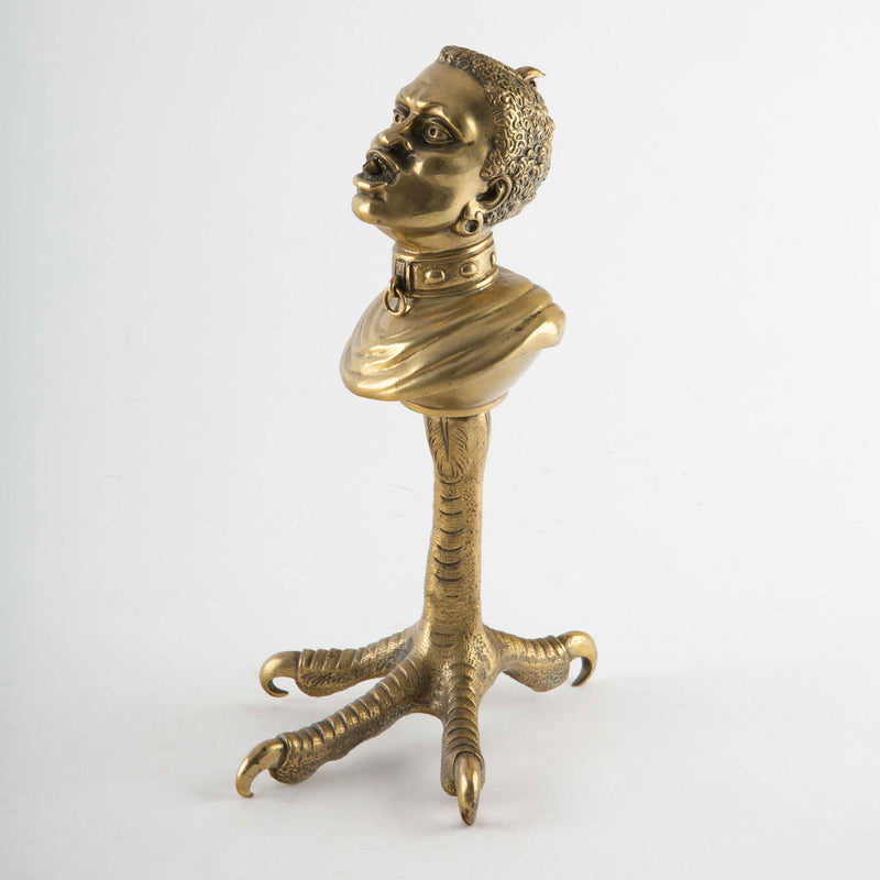 19th Century Victorian Bronze Table Lighter with African Bust