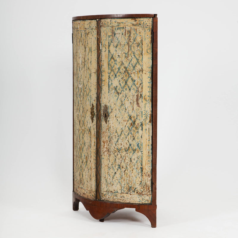 Where Walls Meet: 19th C Corner Cabinet w/ Painted Doors