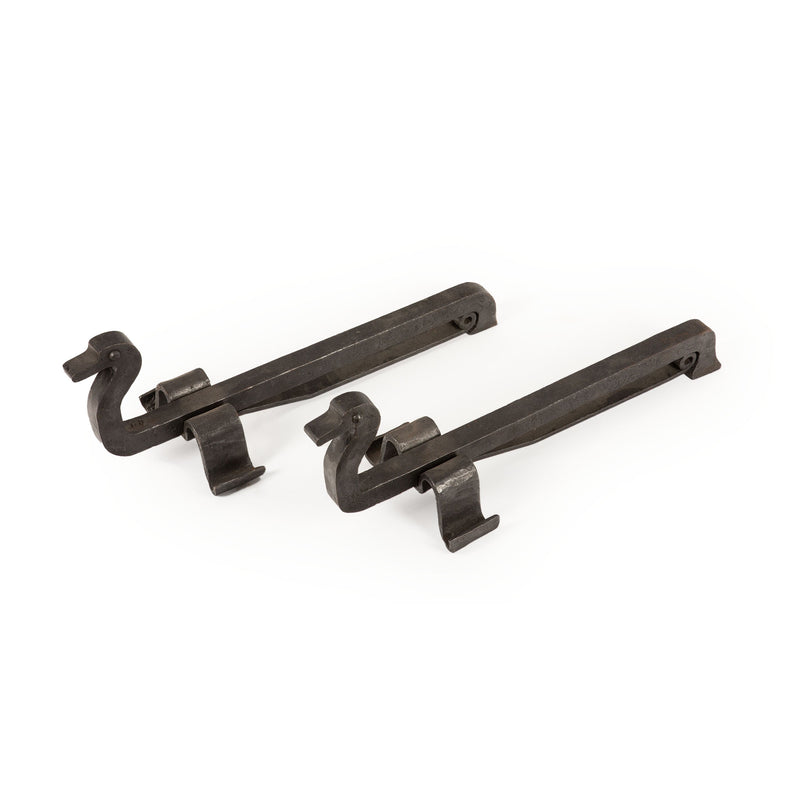 Exquisite Pair of French Duck-Shaped Andirons in Hand-Forged Iron