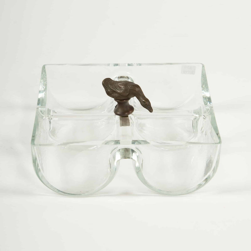 Glass Mixed Nut / Candy Bowl With Duck Finial