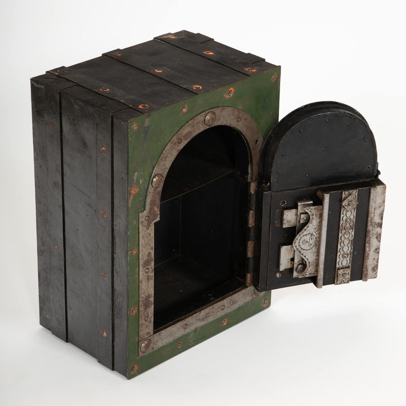 Antique Italian Iron Safe with Complicated Locking Mechanism