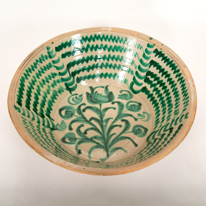 Large 19th-Century Spanish Fajalauza Lebrillo, Granada (28″ Diameter)