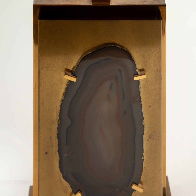 Gilded Brass and Agate Table Lamp, Willy Daro, circa 1970