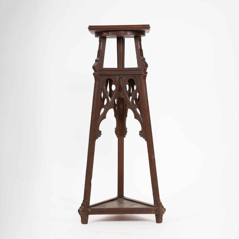 Gothic Revival Carved Oak Rotating Display Stand, 19th Century