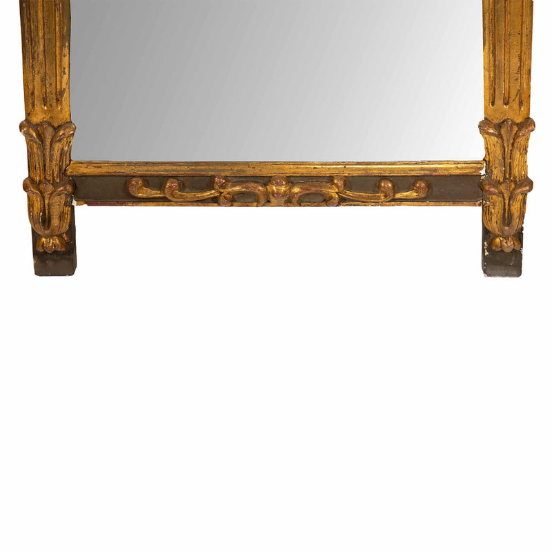 Gilded Reflections: French Empire Giltwood Mirror with Classical Relief
